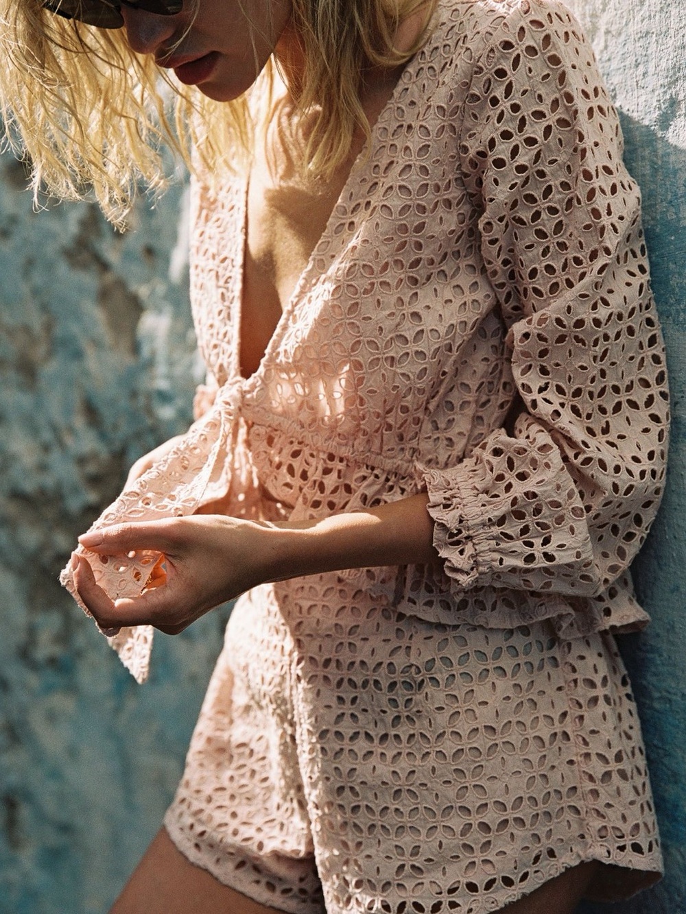 Blush Pink Eyelet Top